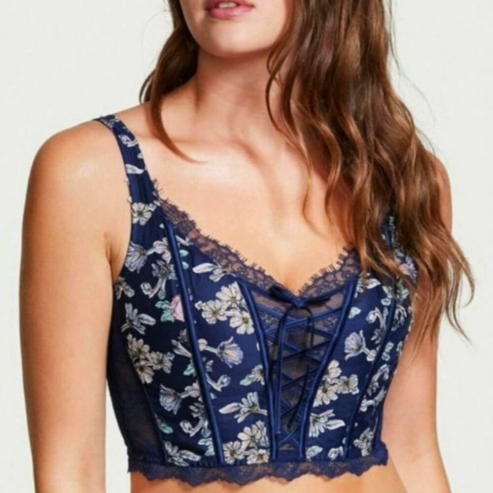 Victoria's Secret | Dream Angels Unlined Floral Lace Corset Bra Top Boning